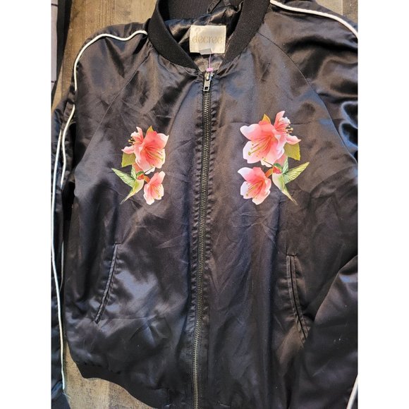 Decree bomber satin floral‎ jacket woman's AS IS - Picture 2 of 6